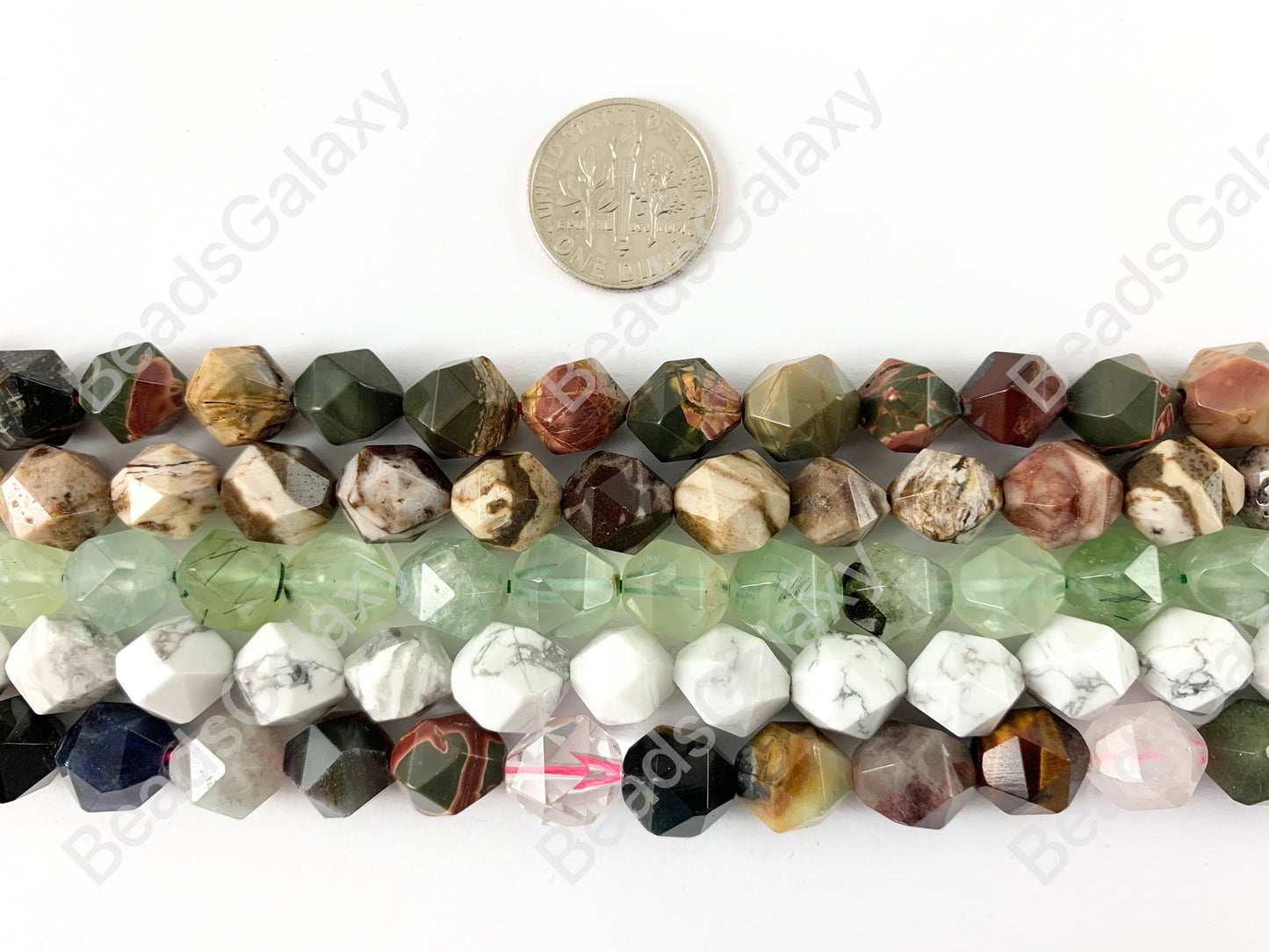 10mm Hand Cut Gemstones Star cut Faceted Natural Gemstone Beads Around 15"