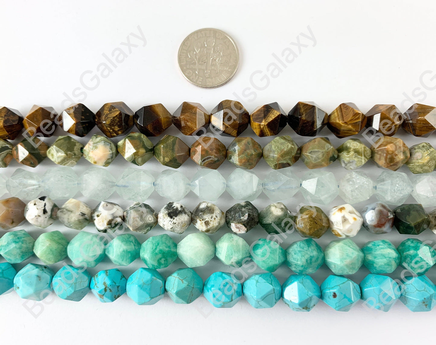 10mm Hand Cut Gemstones Star cut Faceted Natural Gemstone Beads Around 15"