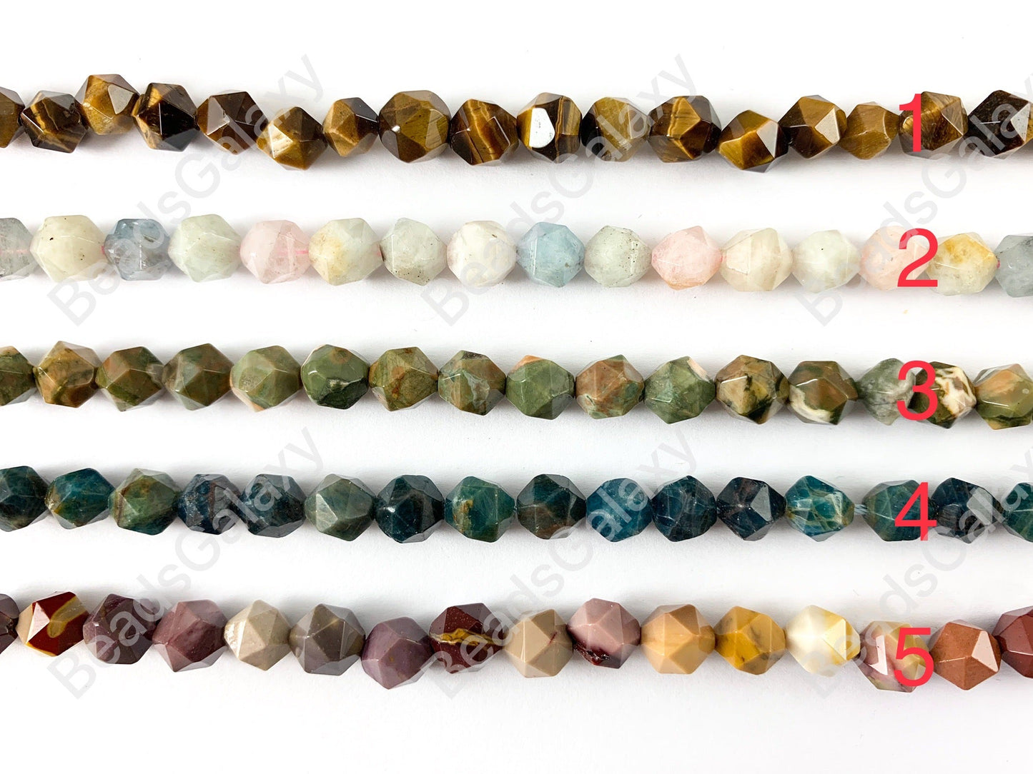 8mm Handcut Gemstones Starcut Faceted Natural Gemstone Beads Around 15"