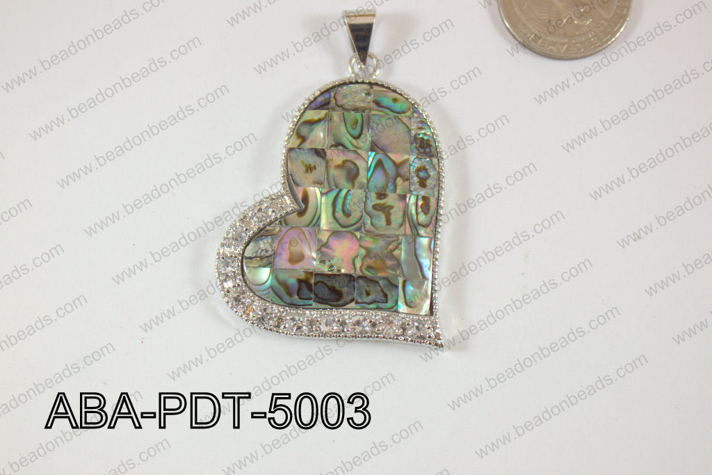 Abalone Pendant Heart 40x50mm ABA-PDT-5003