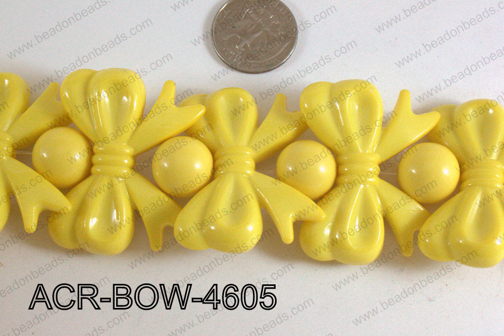 Acrylic Gum Ball And Bow Yellow 46mm ACR-BOW-4605