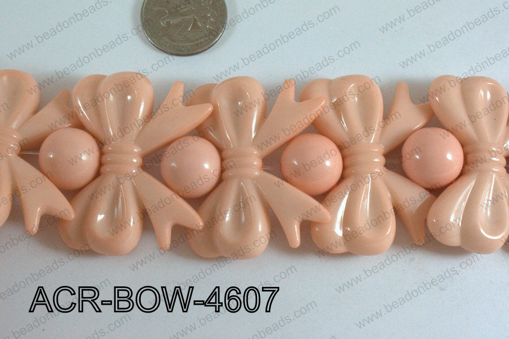 Acrylic Gum Ball And Bow Peach 46mm ACR-BOW-4607