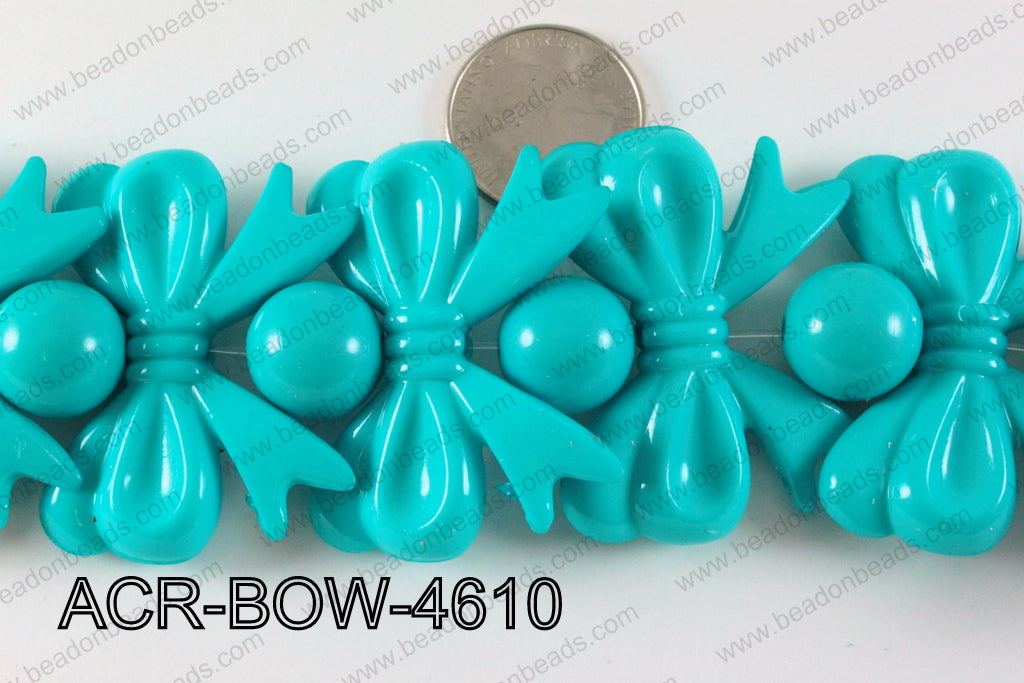Acrylic Bow and Round Turquoise 46mm ACR-BOW-4610