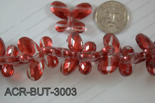 Acrylic Butterfly Red 23x30mm ACR-BUT-3003