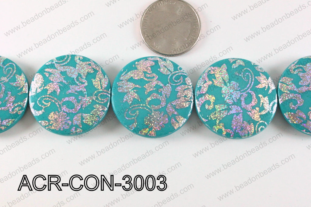 Acrylic Coin Turquoise 30mm ACR-CON-3003
