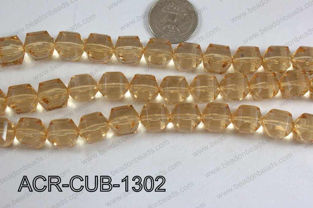 Acrylic Cube Faceted Champagne 13mm ACR-CUB-1302