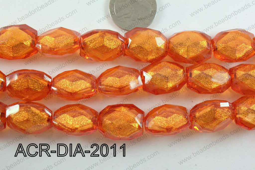 Acrylic Diamond Foil Rectangle Nugget Orange 16x20x12mm ACR-DIA-