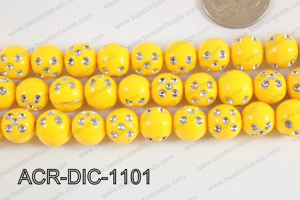 Acrylic Dice Round 11mm yellow ACR-DIC-1101