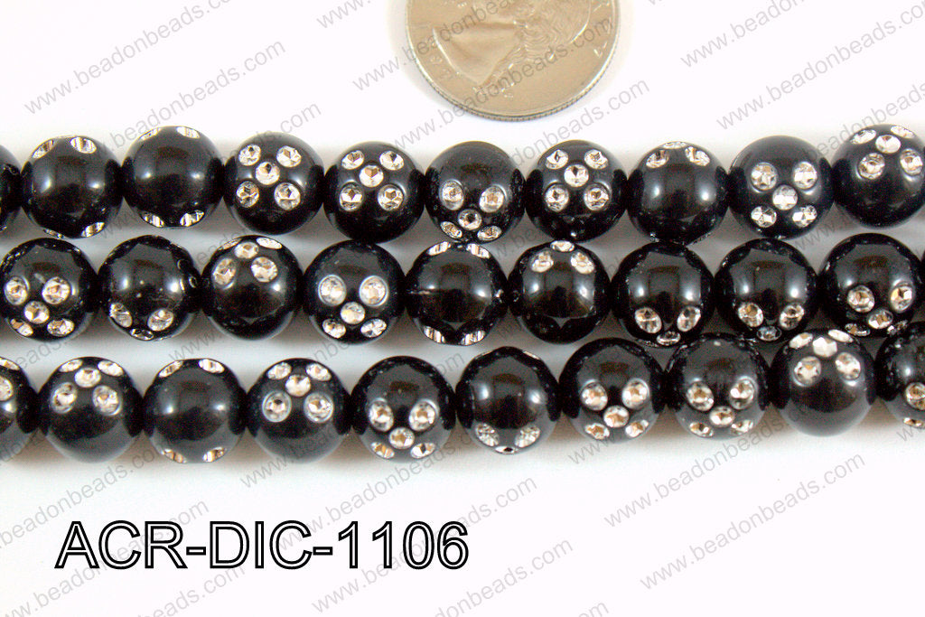 Acrylic Dice Round 11mm black ACR-DIC-1106