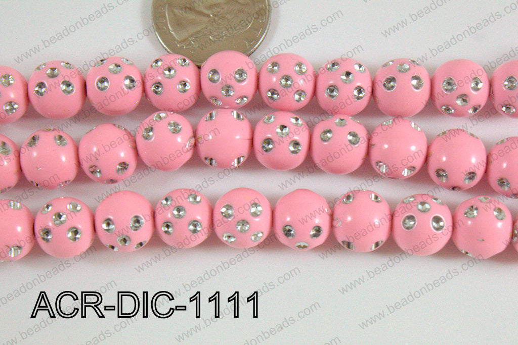 Acrylic Dice Round 11mm light pink ACR-DIC-1111