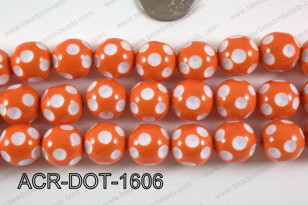 Acrylic Dotted Round Orange 16mm ACR-DOT-1606