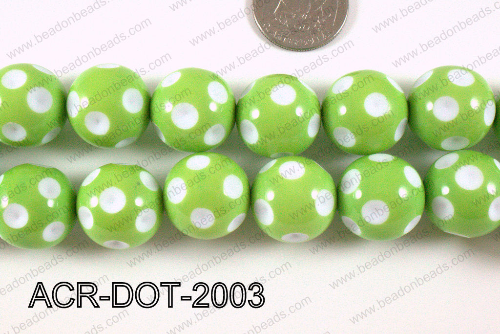 Acrylic Dotted Round Green 20mm ACR-DOT-2003