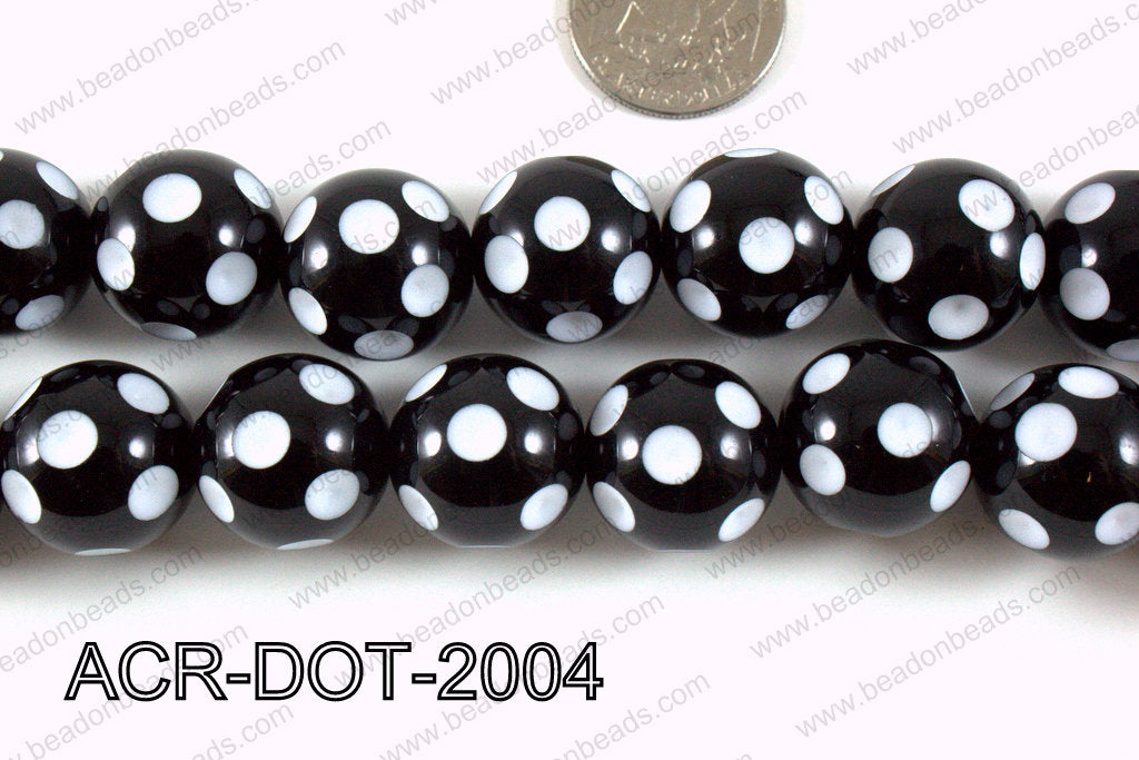 Acrylic Dotted Round Black 20mm ACR-DOT-2004