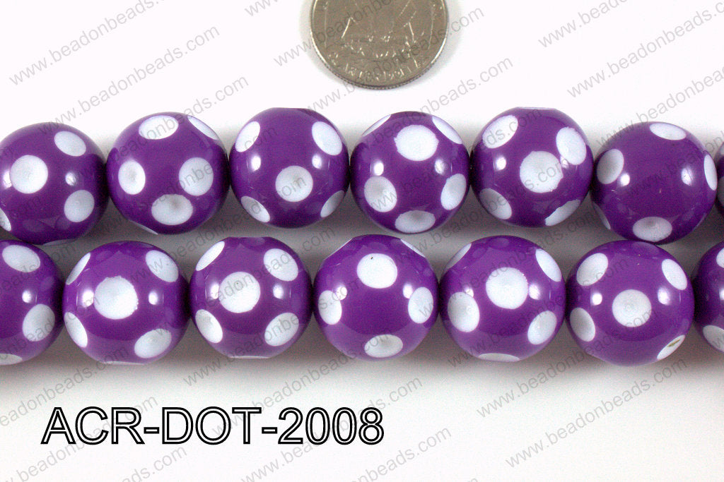 Acrylic Dotted Round Purple 20mm ACR-DOT-2008