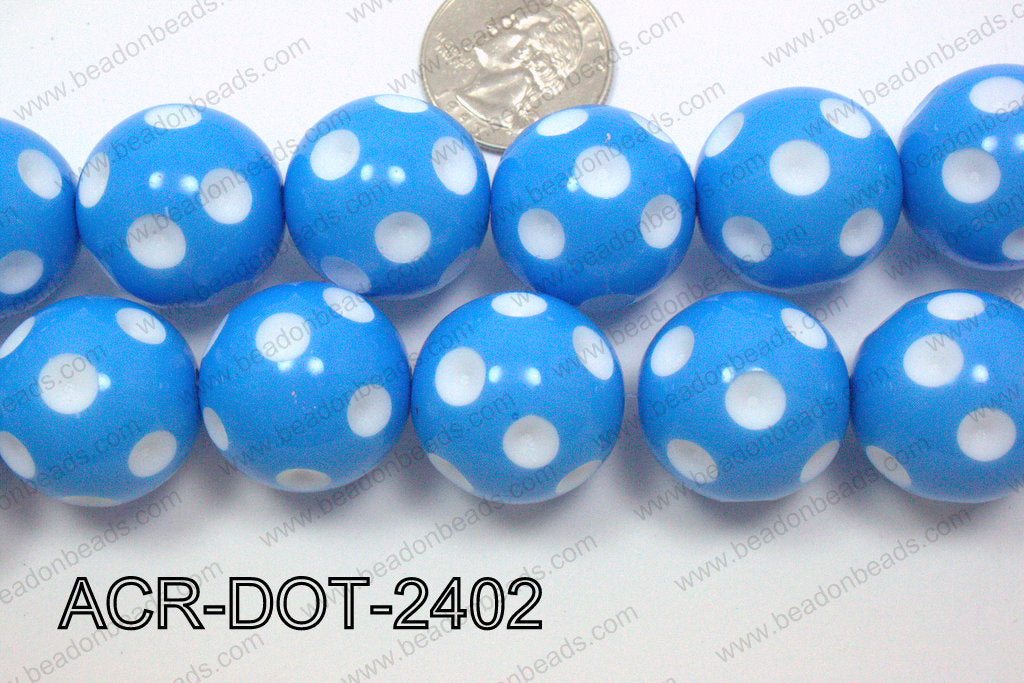 Acrylic Dotted Round Blue 24mm ACR-DOT-2402