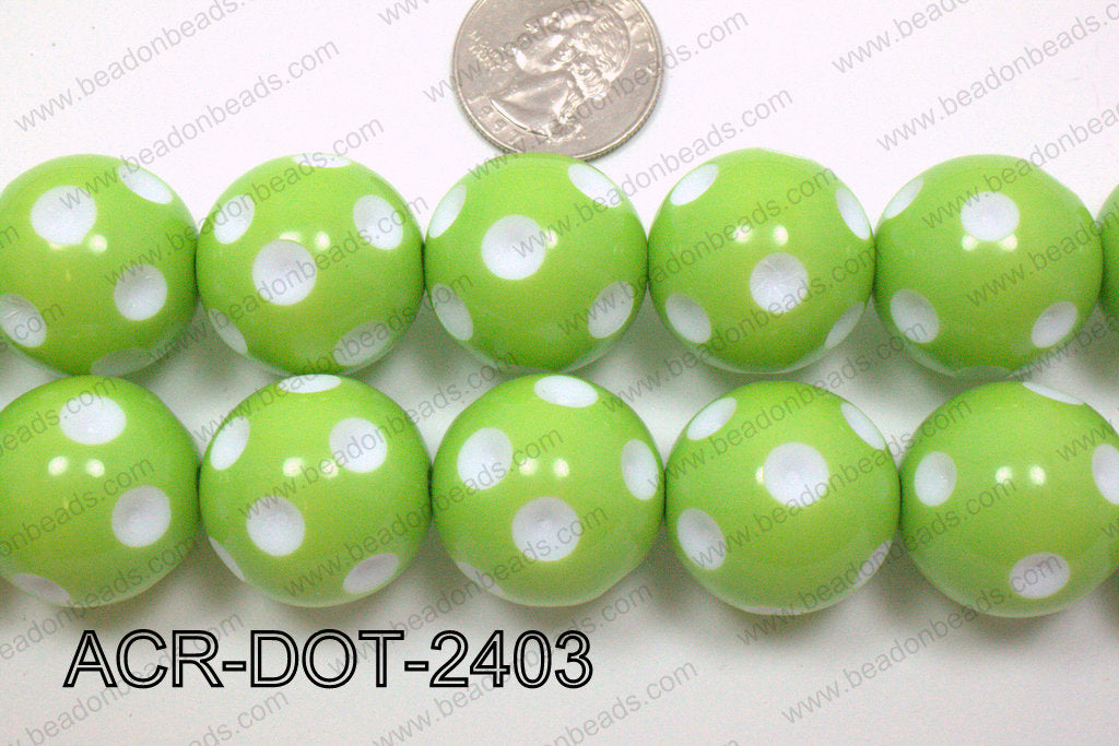Acrylic Dotted Round Green 24mm ACR-DOT-2403