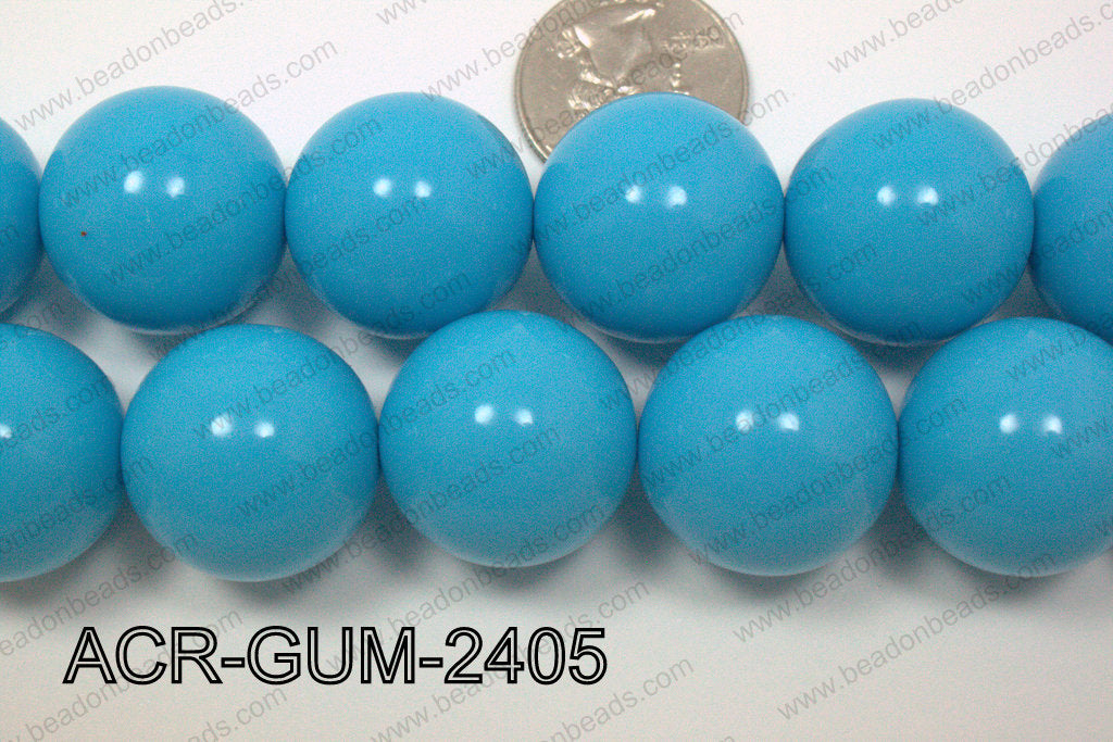 Acrylic Gumball Round Turquoise 24mm ACR-GUM-2405