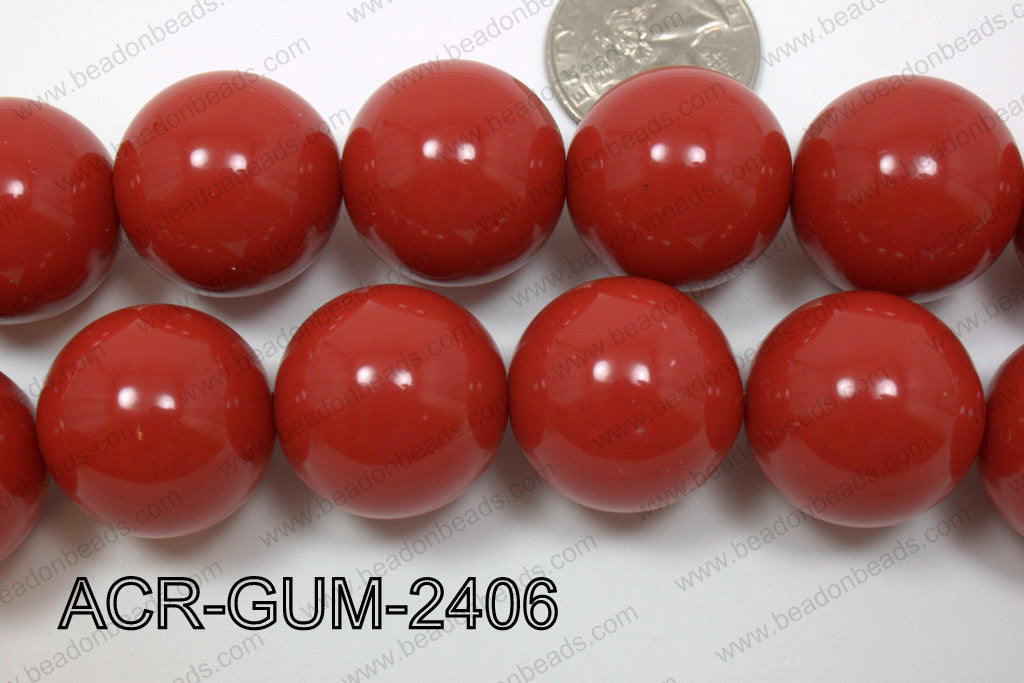 Acrylic Gumball Round Red 24mm ACR-GUM-2406