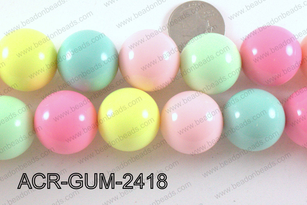 Acrylic Gumball Pastel Multicolor 24mm ACR-GUM-2418