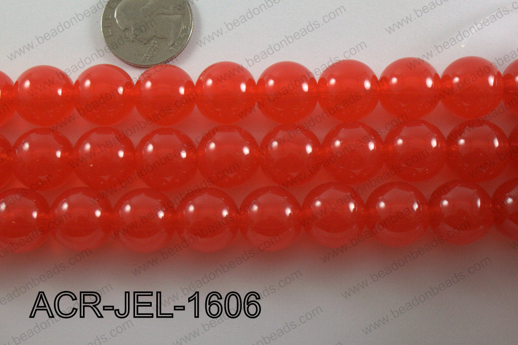 Acrylic Jelly Gumball Round 16mm, Red ACR-JEL-1606