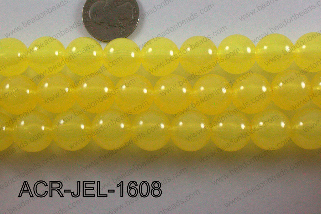 Acrylic Jelly Gumball Round 16mm, Yellow ACR-JEL-1608