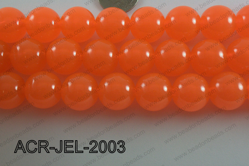 Acrylic Jelly Gumball Round, Orange 20mm ACR-JEL-2003