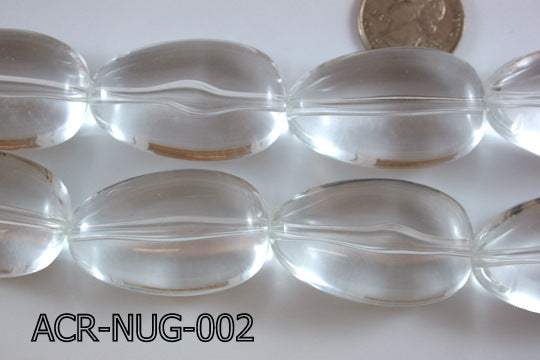 Acrylic Bead Egg Nugget 26x42mm Clear 8 pcs 13'' ACR-NUG-002
