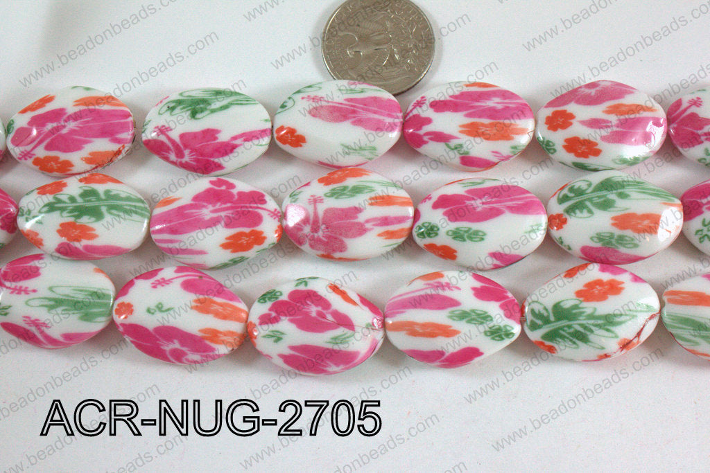 Acrylic Nugget flat faceted 20x27mm pink ACR-NUG-2705