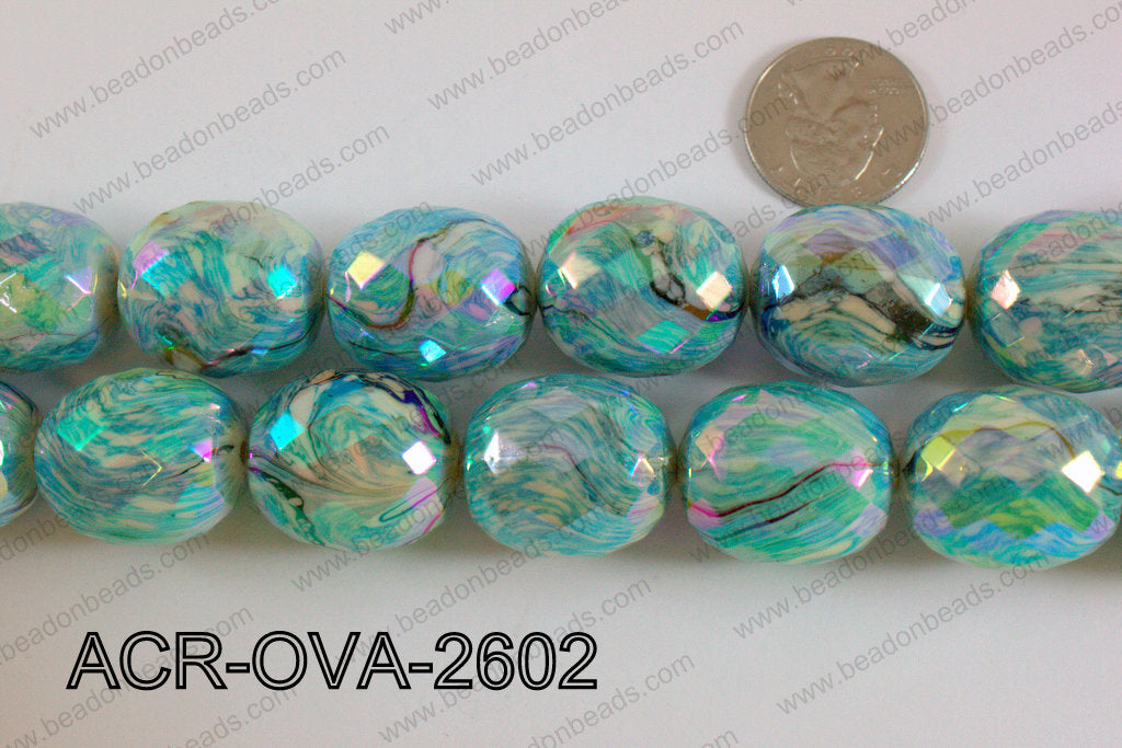 Acrylic Oval faceted 22x26mm light blue ACR-OVA-2602