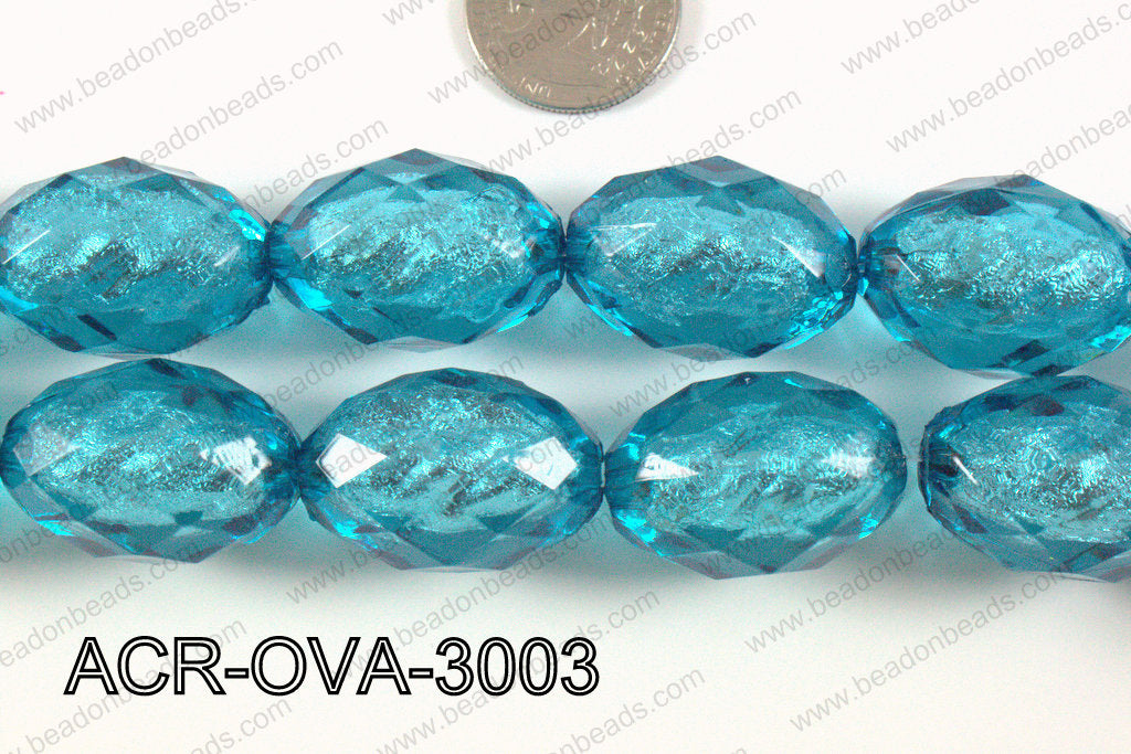 Acrylic Foil Faceted Oval 30x20mm ACR-OVA-3003