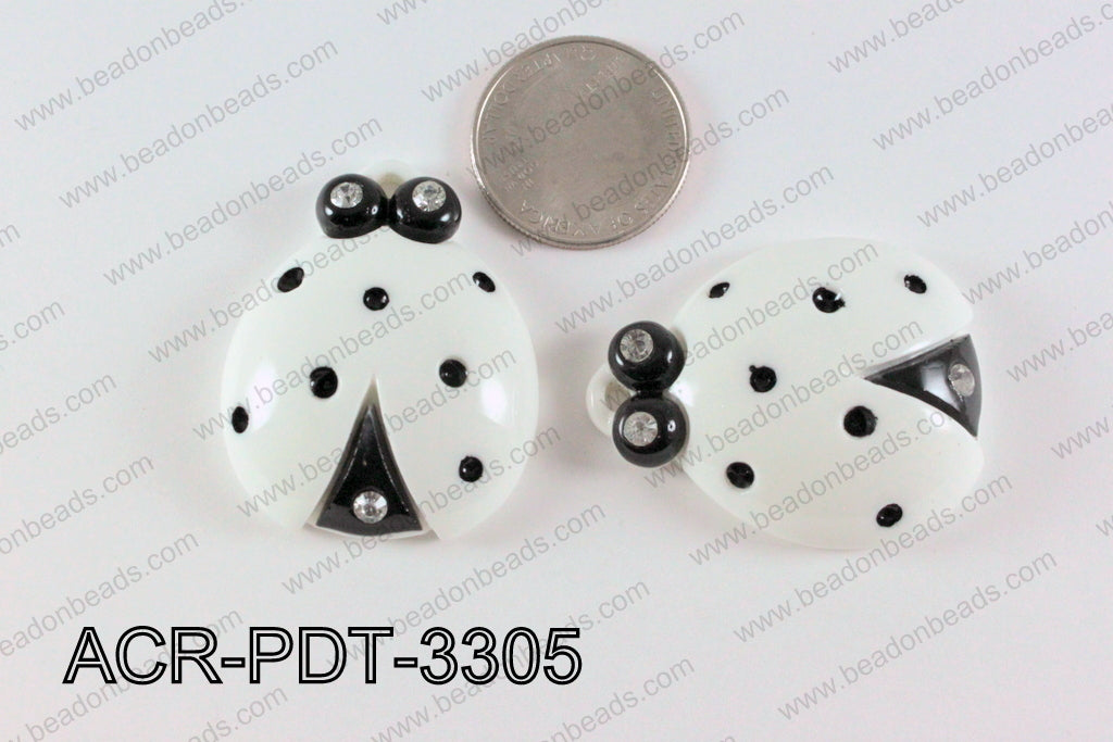 Acrylic Pendant Ladybird White 42x33mm ACR-PDT-3305