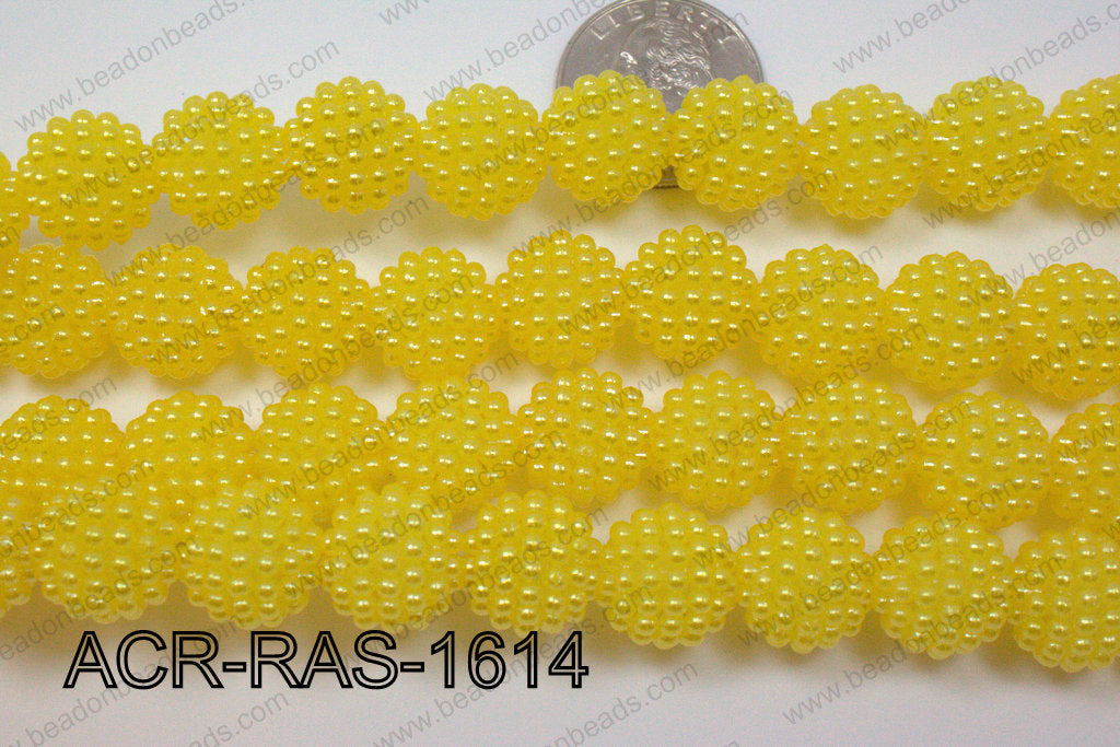 Acrylic Raspberry round Yellow 14mm ACR-RAS-1614