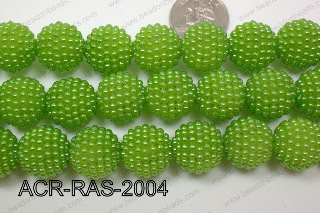 Acrylic Raspberry round Green 18mm ACR-RAS-2004