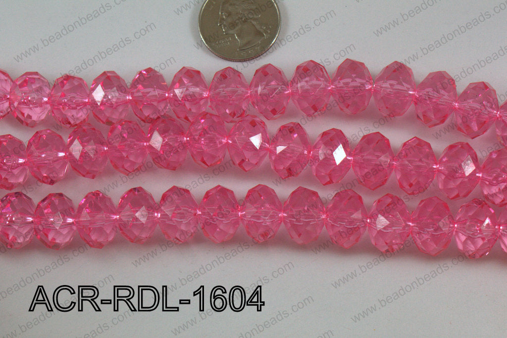 Acrylic Rondelle faceted 16mm light pink ACR-RDL-1604