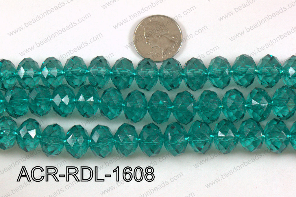 Acrylic Rondelle faceted 16mm emerald ACR-RDL-1608