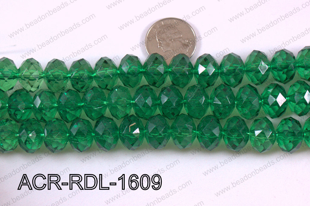 Acrylic Rondelle faceted 16mm green ACR-RDL-1609