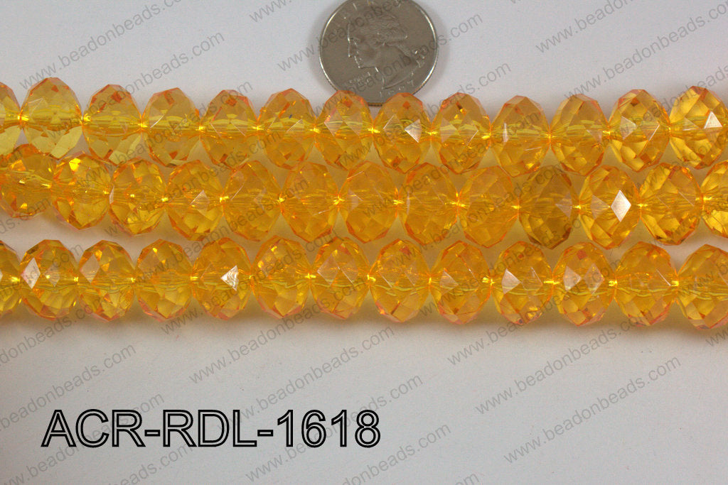 Acrylic Rondelle faceted 16mm yellow ACR-RDL-1618