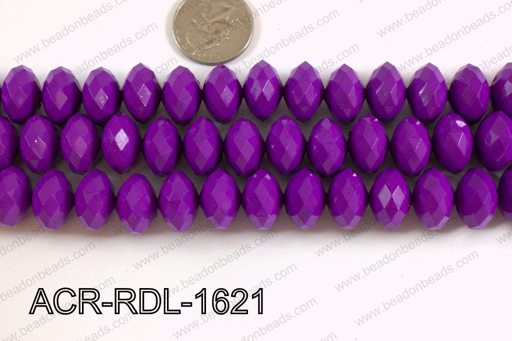 Acrylic Rondelle faceted 16mm purple ACR-RDL-1621