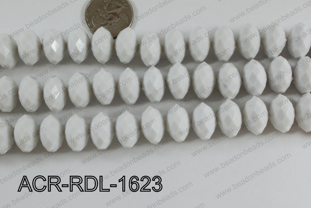 Acrylic Rondelle faceted 16mm white ACR-RDL-1623