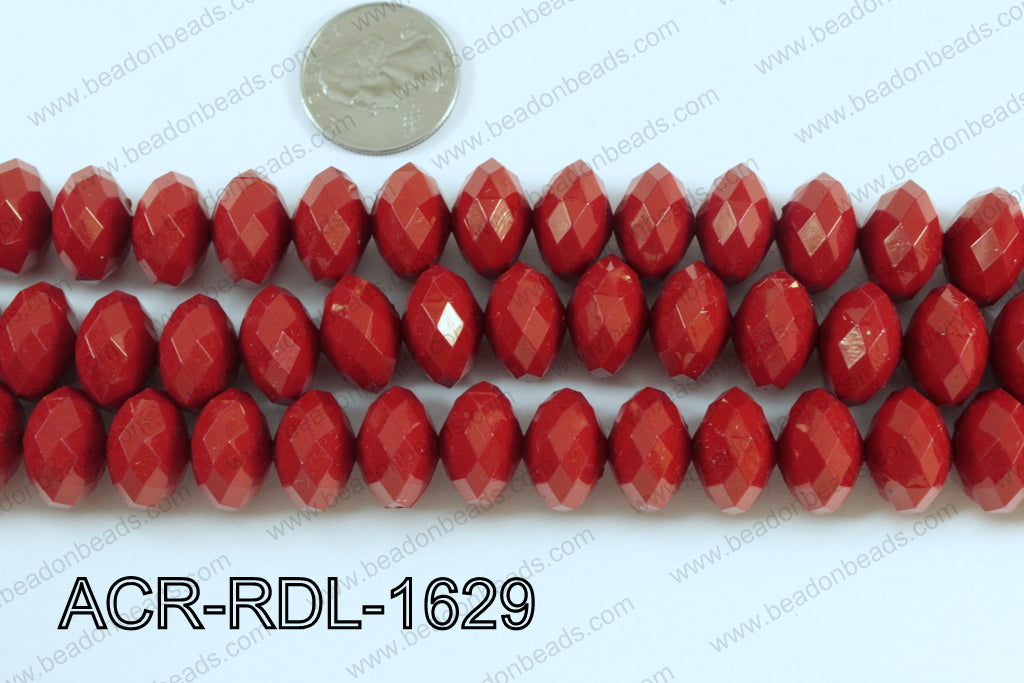 Acrylic Rondelle faceted 16mm red ACR-RDL-1629