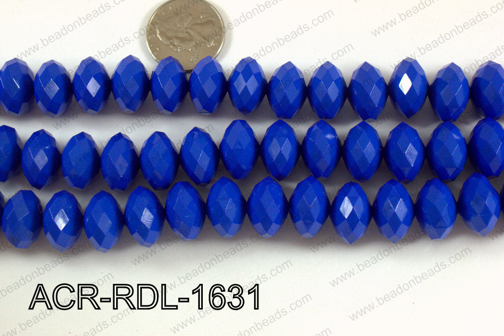 Acrylic Rondelle faceted 16mm dark blue ACR-RDL-1631