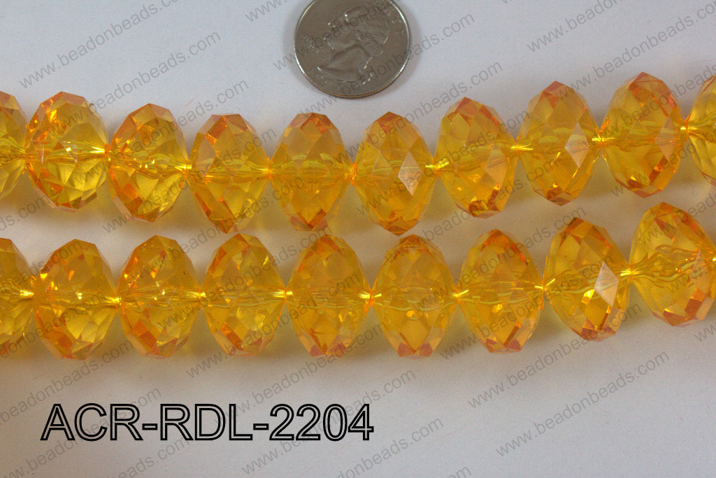 Acrylic Rondelle faceted 22mm yellow ACR-RDL-2204
