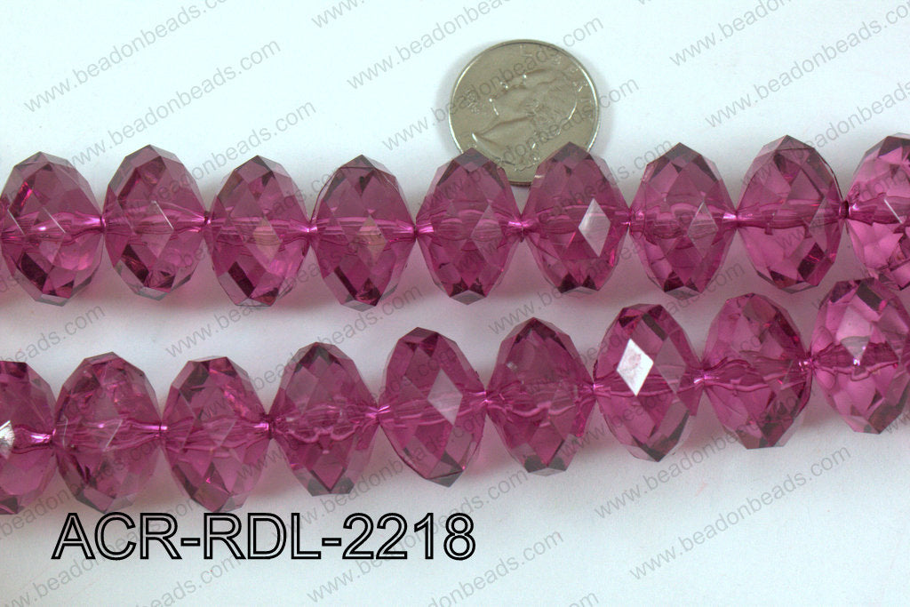 Acrylic Rondelle faceted 22mm wine ACR-RDL-2218