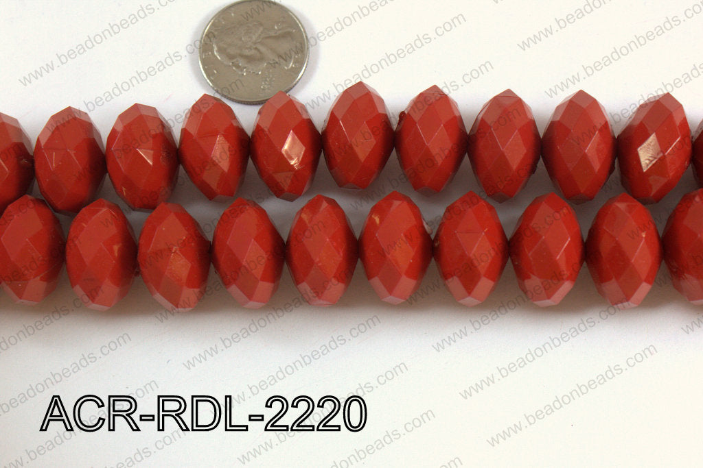 Acrylic Rondelle faceted 22mm red ACR-RDL-2220