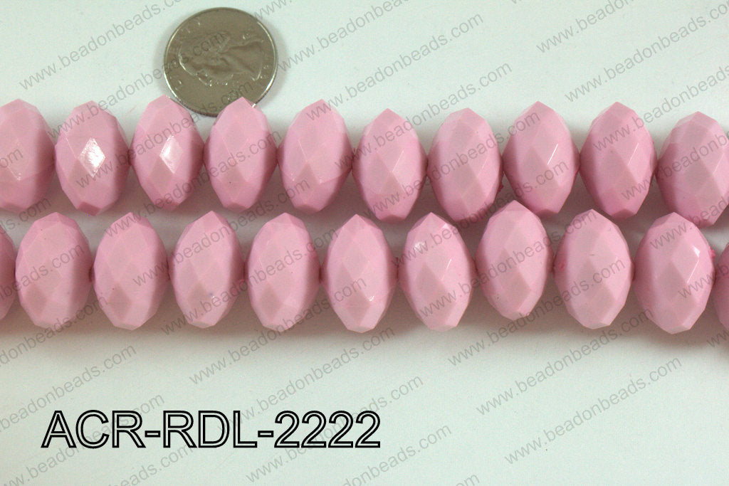 Acrylic Rondelle faceted 22mm pink ACR-RDL-2222