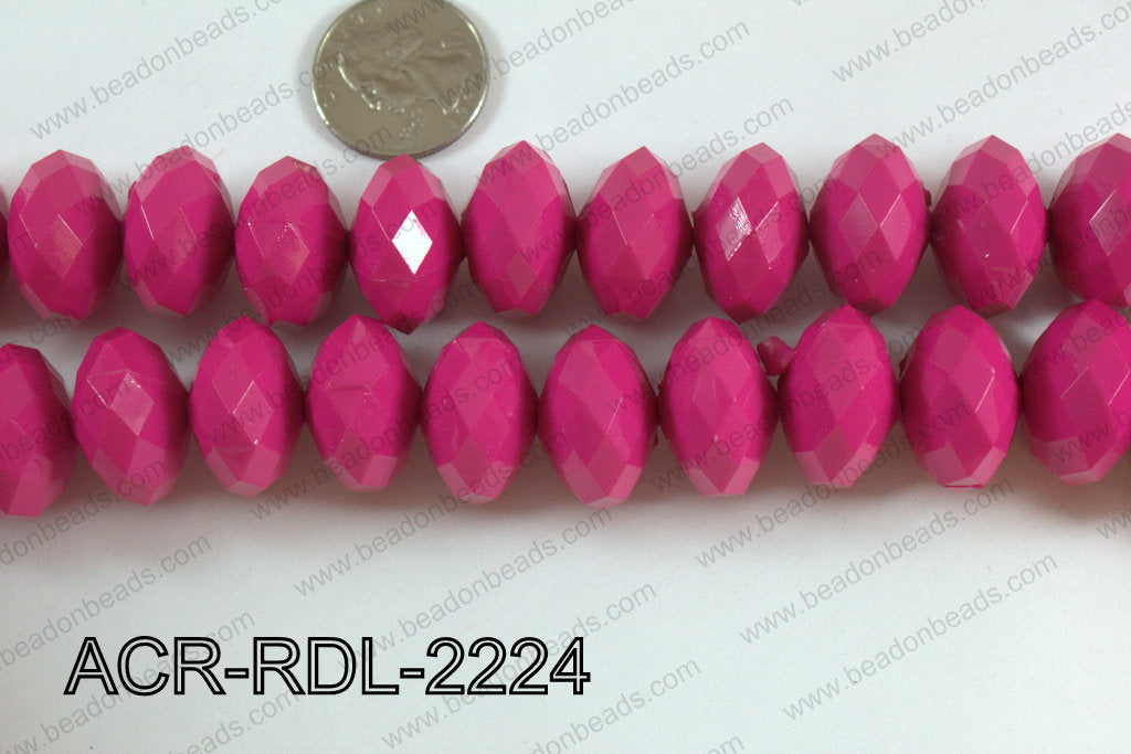 Acrylic Rondelle faceted 22mm dark pink ACR-RDL-2224