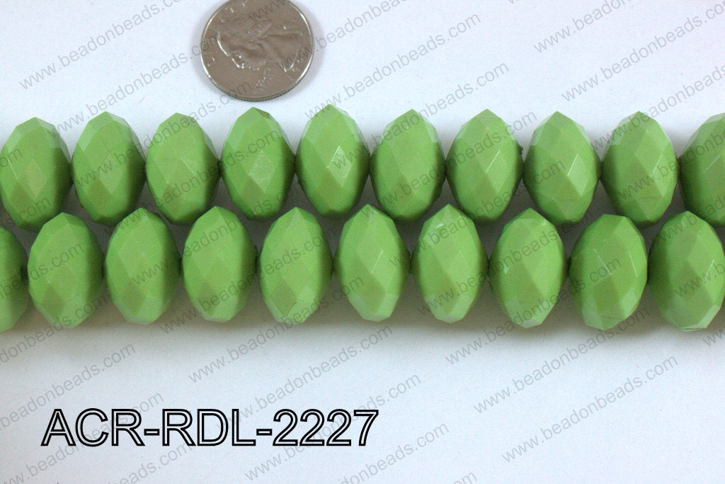 Acrylic Rondelle faceted 22mm green ACR-RDL-2227