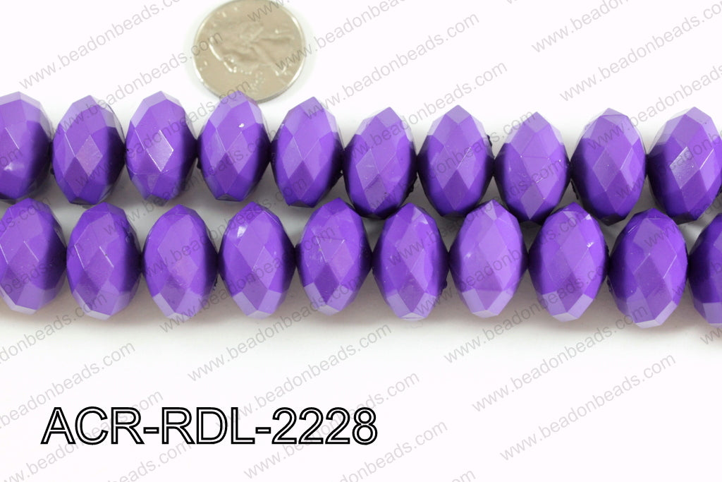 Acrylic Rondelle faceted 22mm purple ACR-RDL-2228