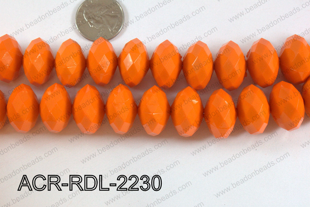 Acrylic Rondelle faceted 22mm orange ACR-RDL-2230