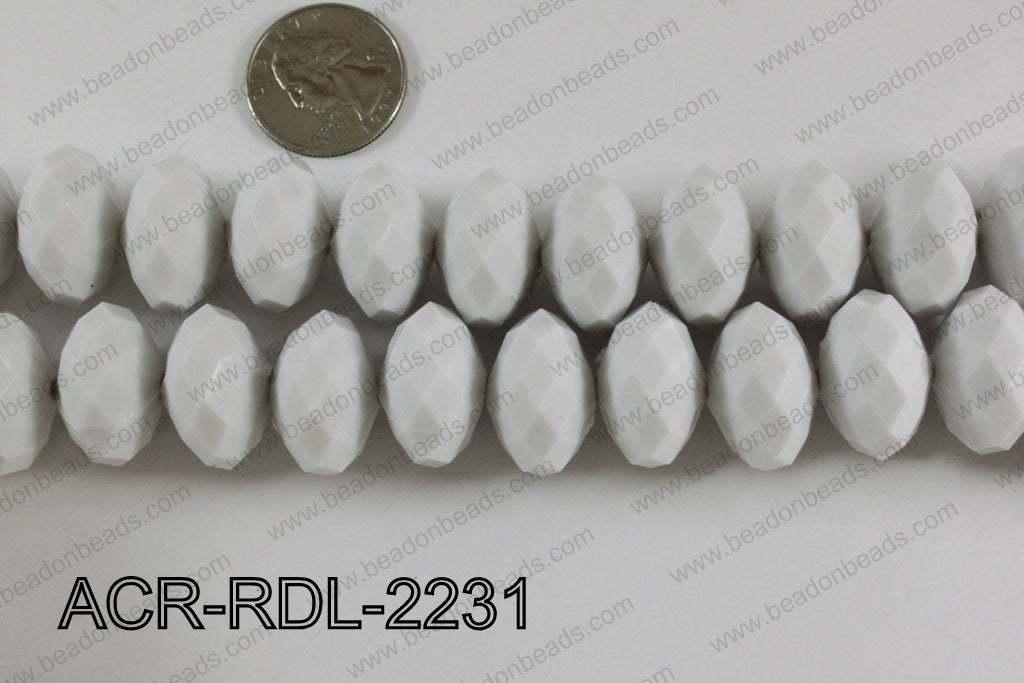 Acrylic Rondelle faceted 22mm white ACR-RDL-2231